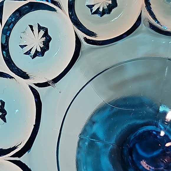 Vintage L.E. Smith Blue Moon & Stars Pedestal Compote Bowl Candy Dish - Picture 7 of 10